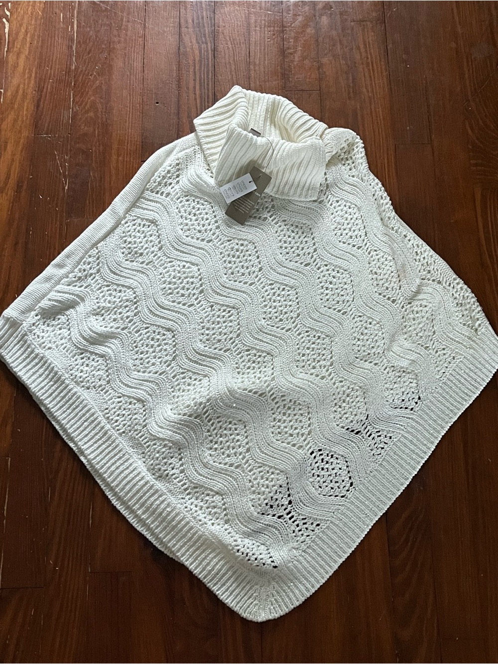Chico's Cream Knit Turtleneck Poncho NWT S/M - Holiday Christmas